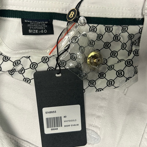 Barabas Jeans Mens 40 White Sparkly Glittery Gold Chain Stretch Denim 40x32  NEW - Picture 6 of 12